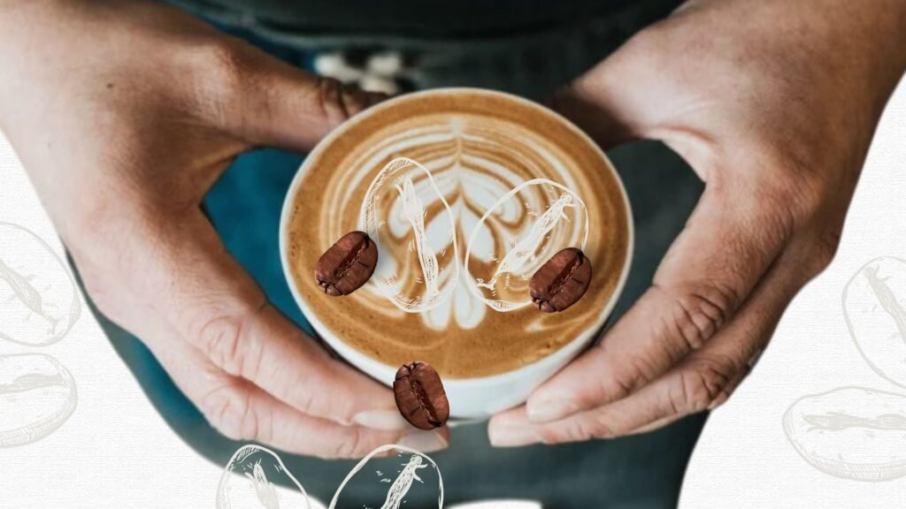 brown and white modern simple texture illustrative coffee presentation